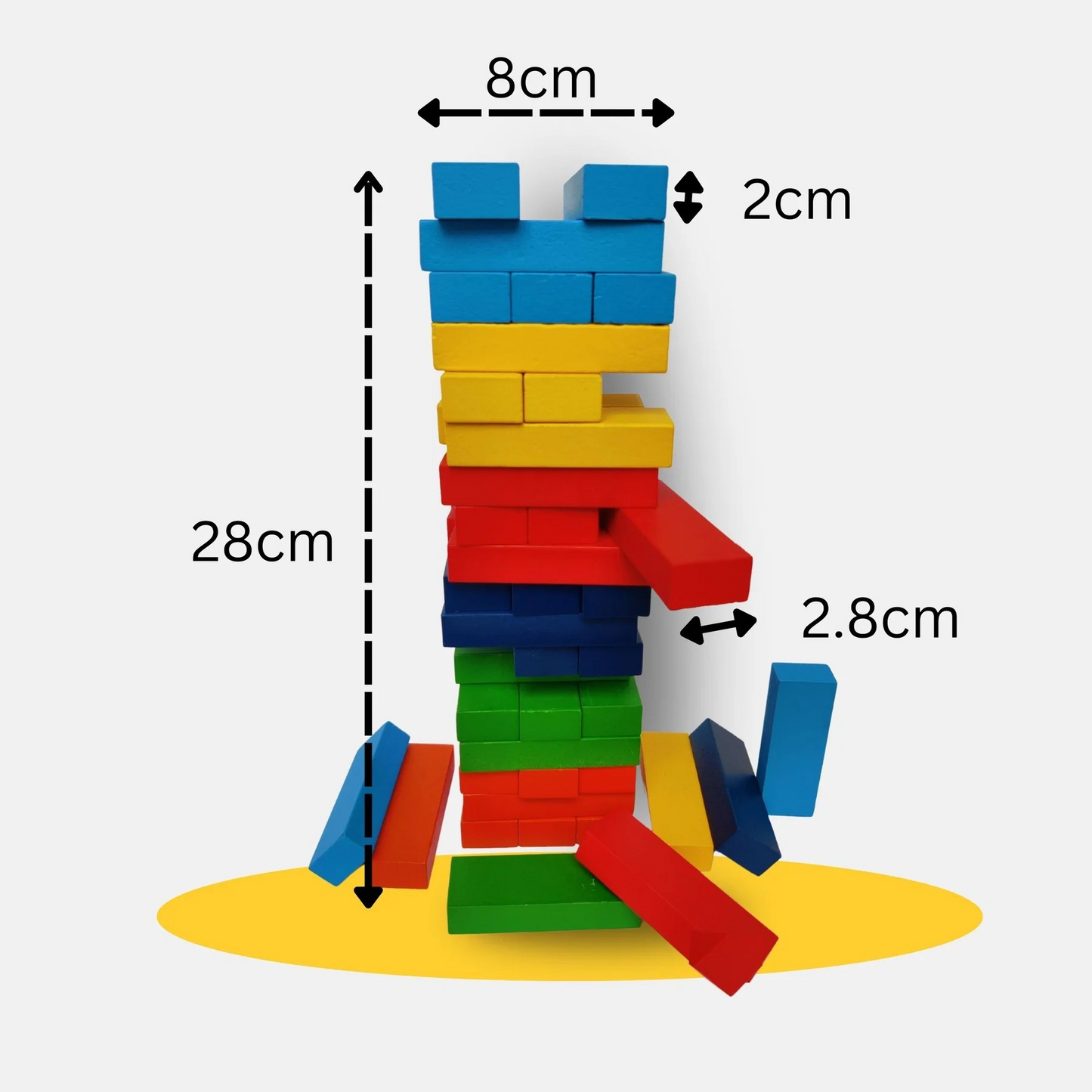 Wooden Jenga Blocks with Dice (Multi Color)