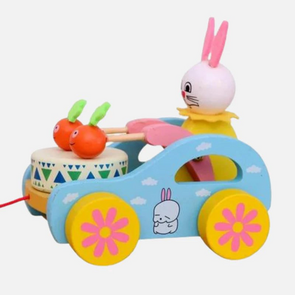 Musical Rabbit Bunny Drummer Push-Pull Car Toy