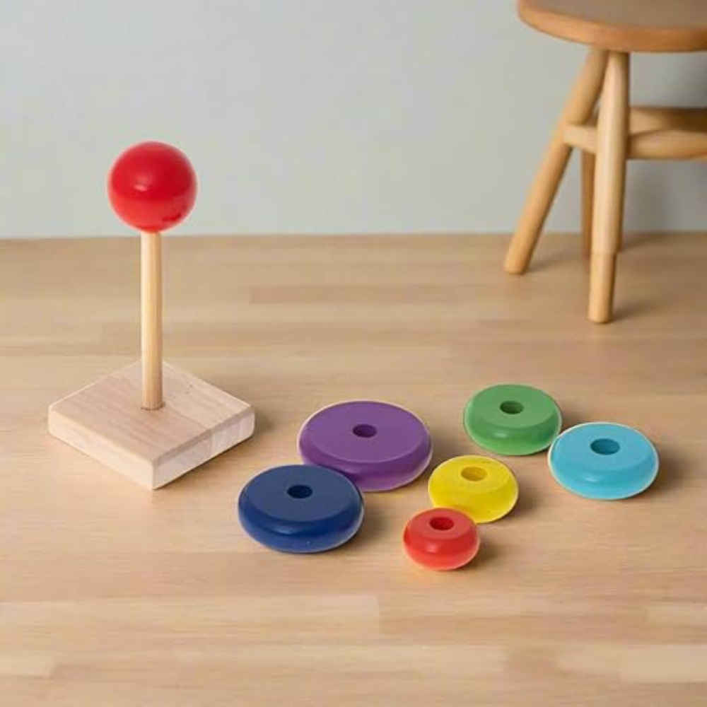 SubiMouIQ Wooden Colored Ring Stacker - 6 Rings