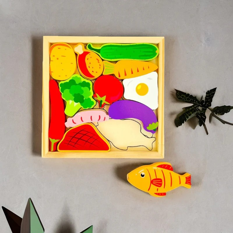 Montessori Wooden Puzzle Trays (Healthy Bites)