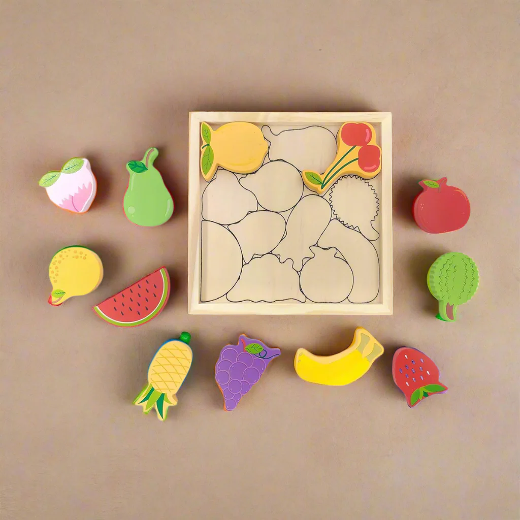 Montessori Wooden Fruits Puzzle Tray