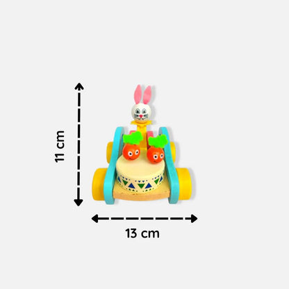 Musical Rabbit Bunny Drummer Push-Pull Car Toy