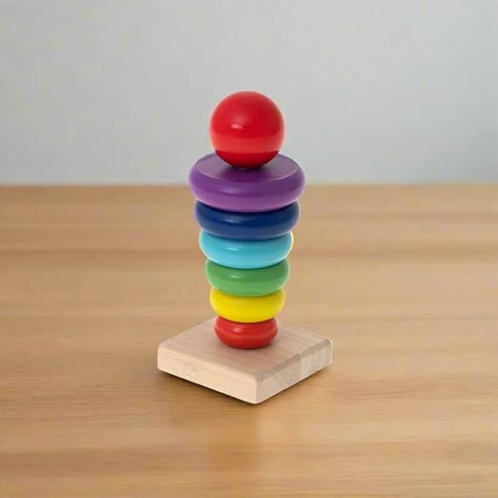 SubiMouIQ Wooden Colored Ring Stacker - 6 Rings