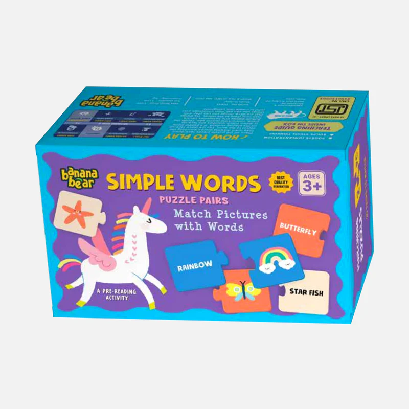 Simple Words Puzzle Pairing Gift Box: 20 Pairs Matching Set