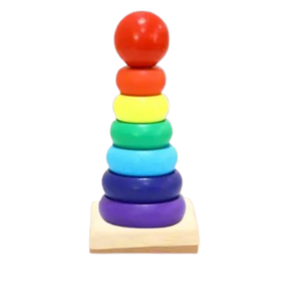 SubiMouIQ Wooden Colored Ring Stacker - 6 Rings