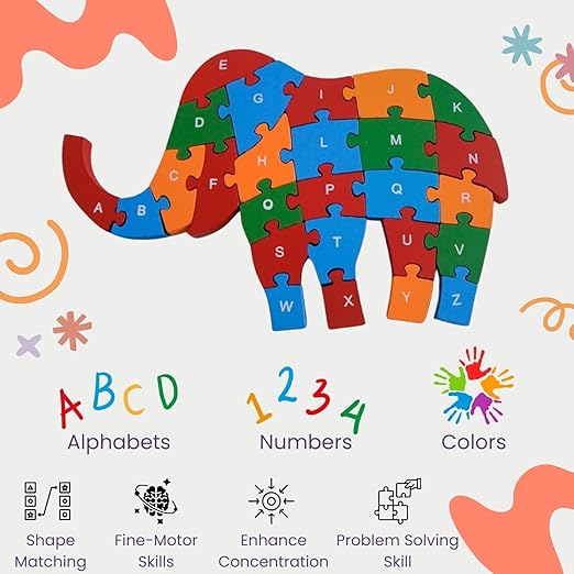 Animal Shaped Wooden Jigsaw Puzzles (Elephant))