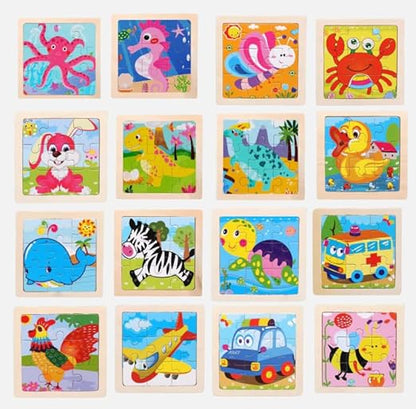 Wooden Kid's Jigsaw Puzzle Game 9 Pieces (Pack of 6)