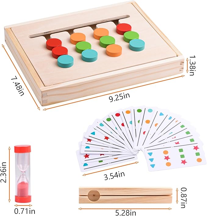 Wooden Slide Puzzle Color & Shape Matching Brain Teasers (with Timer)