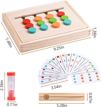 Wooden Slide Puzzle Color & Shape Matching Brain Teasers (with Timer)