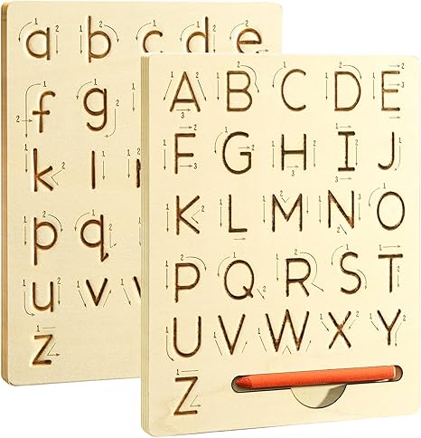 Wooden Letters Practicing Board, Reusable (Double Sided)