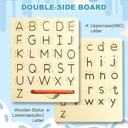 Wooden Letters Practicing Board, Reusable (Double Sided)