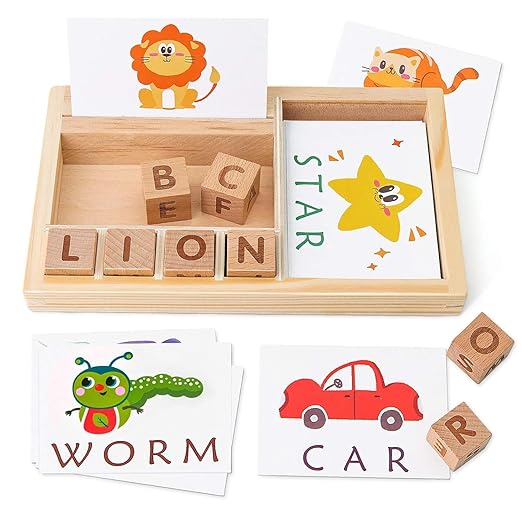 Wooden Montessori Spell Master-25 Educational Flash Cards