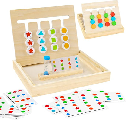 Wooden Slide Puzzle Color & Shape Matching Brain Teasers (with Timer)