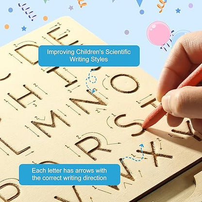 Wooden Letters Practicing Board, Reusable (Double Sided)