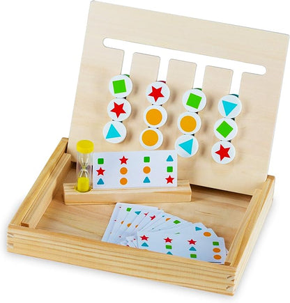 Wooden Slide Puzzle Color & Shape Matching Brain Teasers (with Timer)