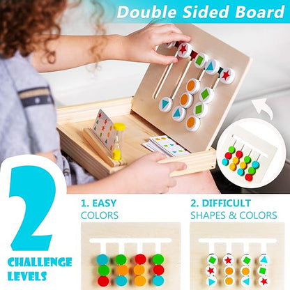 Wooden Slide Puzzle Color & Shape Matching Brain Teasers (with Timer)