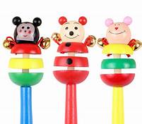 Wooden 2 Bell Rattle (Pack of 1)