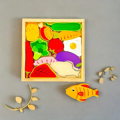 Montessori Wooden Puzzle Trays (Healthy Bites)