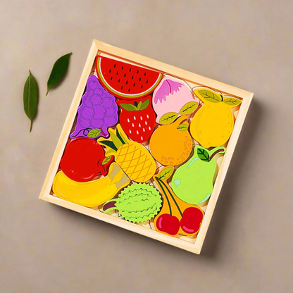 Montessori Wooden Fruits Puzzle Tray